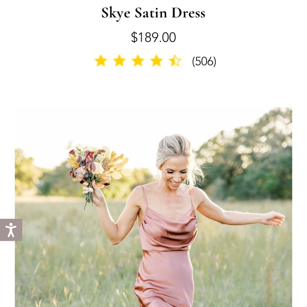 Brand new. Revelry Skye Satin Maxi Bridesmaid Dress, Desert Rose: Size 8 Petite